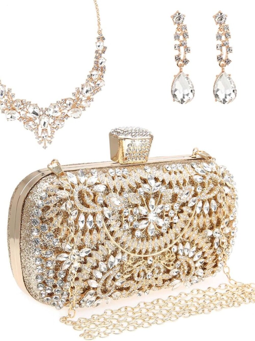 Womens Sparkly Rhinestone Crystal Clutch Bag Glitter Sequin Bridal Purse Evening